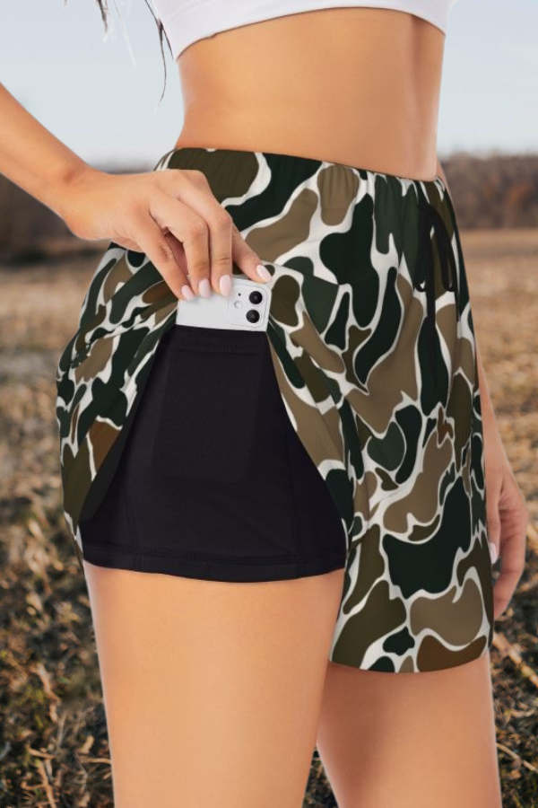 Camo Print Liner Pocket Athletic Shorts