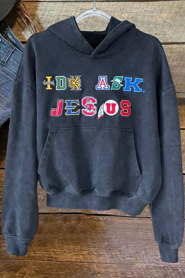 IDK ASK JESUS Graphic Vintage Hoodie