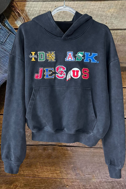 IDK ASK JESUS Graphic Vintage Hoodie