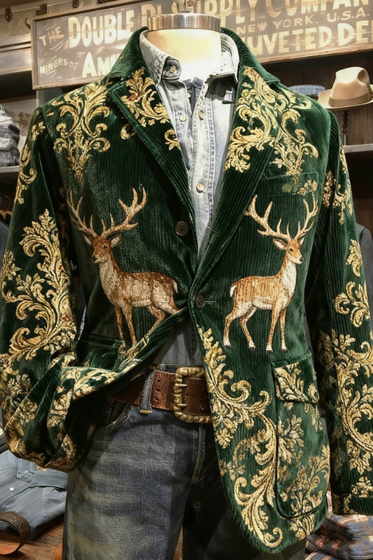 Vintage Casual Christmas Party Corduroy Blazer