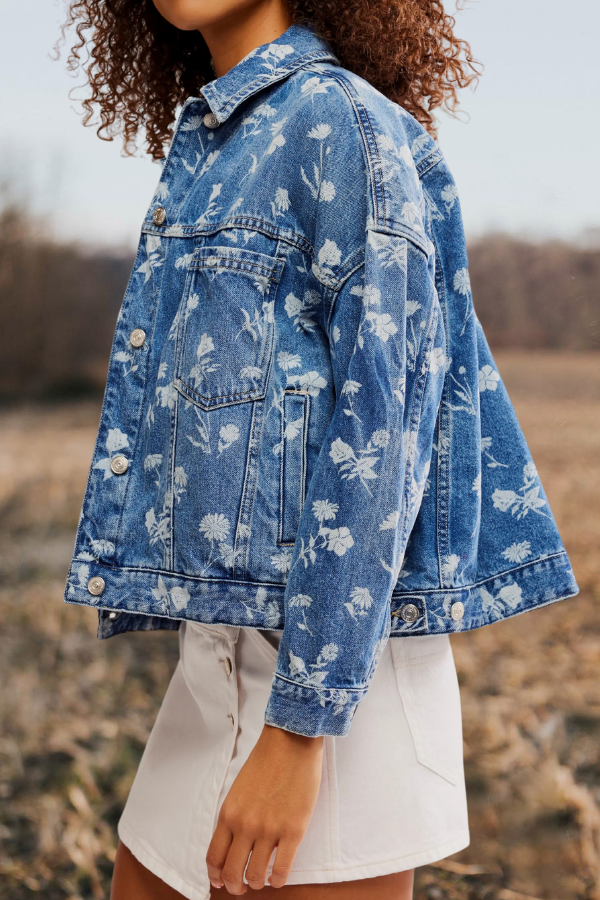 Opal Floral Swing Denim Jacket