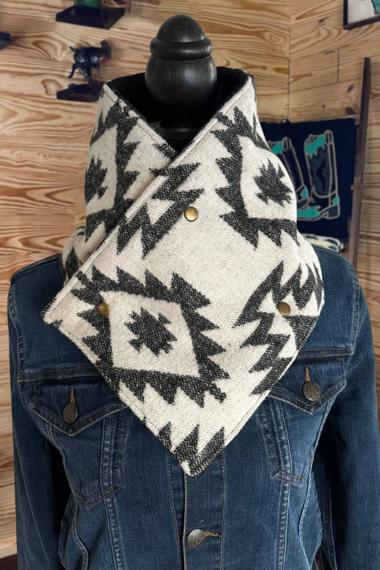 Rustic Western Snap Aztec Cowl Scarf