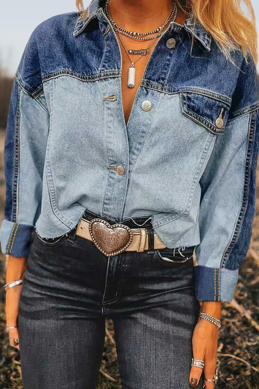 Western Henley Denim Jacket