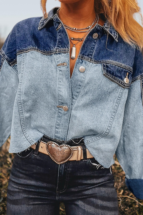Western Henley Denim Jacket