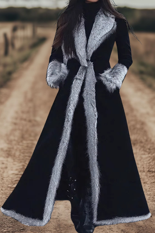 Faux Fur Trimmed Long Coat