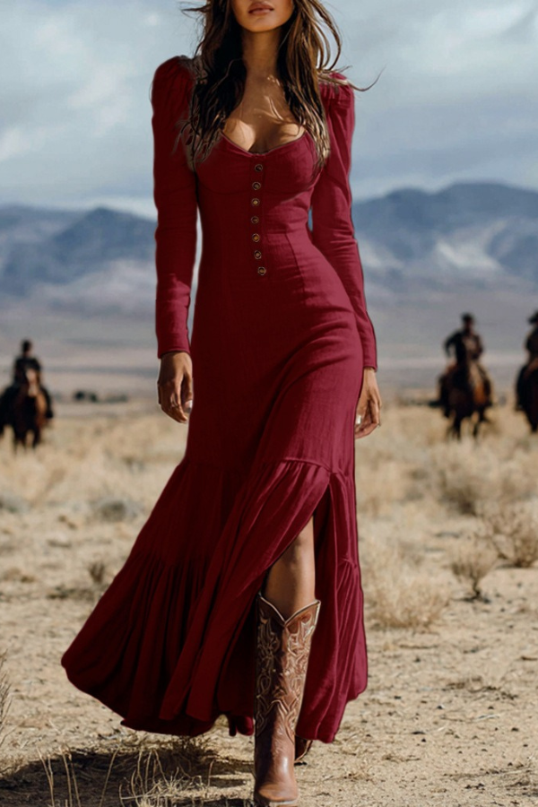 Button Front Maxi Dress