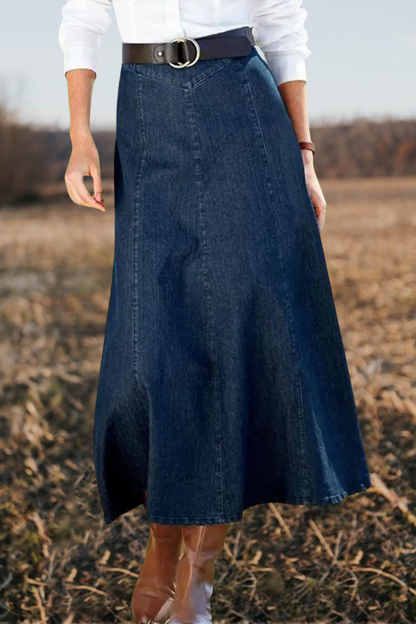 Western Chic Denim Maxi Skirt