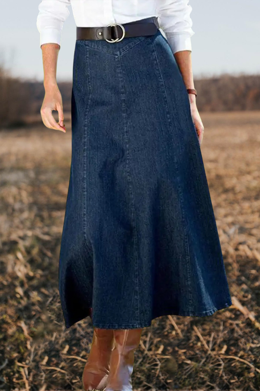 Western Chic Denim Maxi Skirt