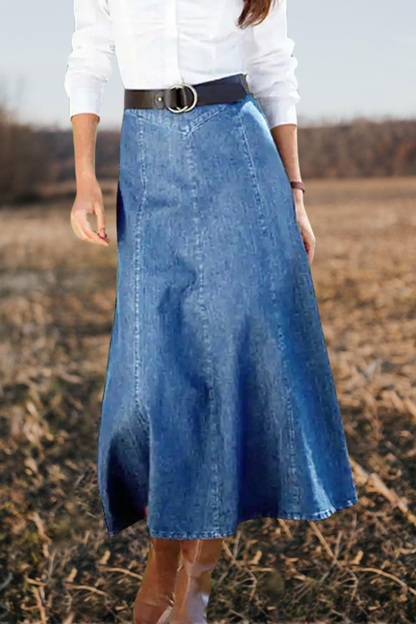 Western Chic Denim Maxi Skirt
