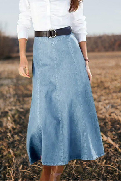 Western Chic Denim Maxi Skirt