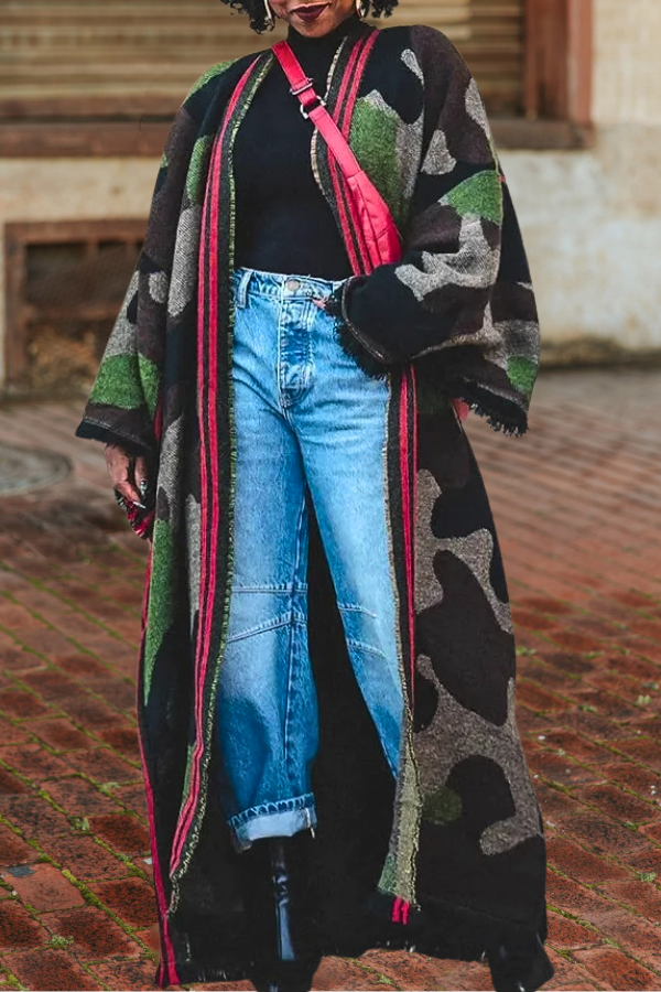 Camo Print Oversize Cardigan