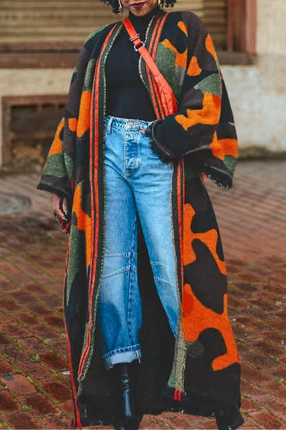 Camo Print Oversize Cardigan