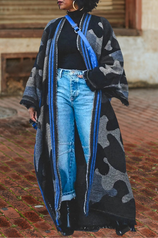 Camo Print Oversize Cardigan