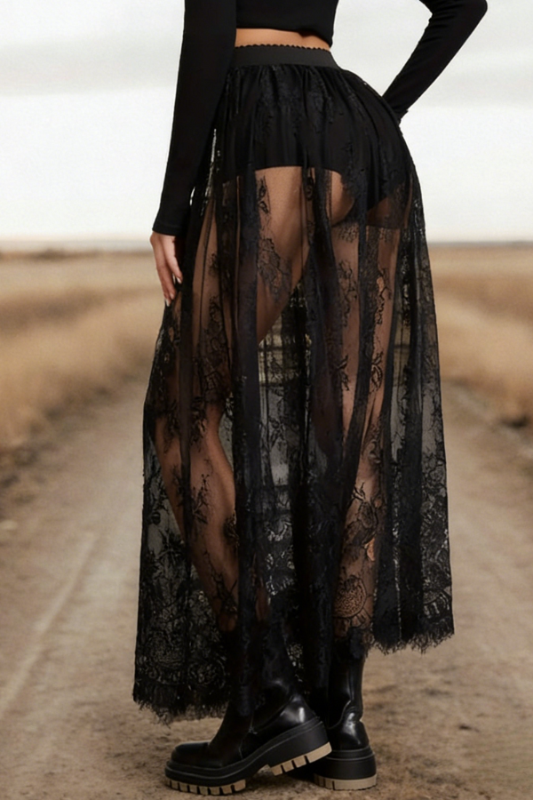 Lace Sheer Maxi Skirt