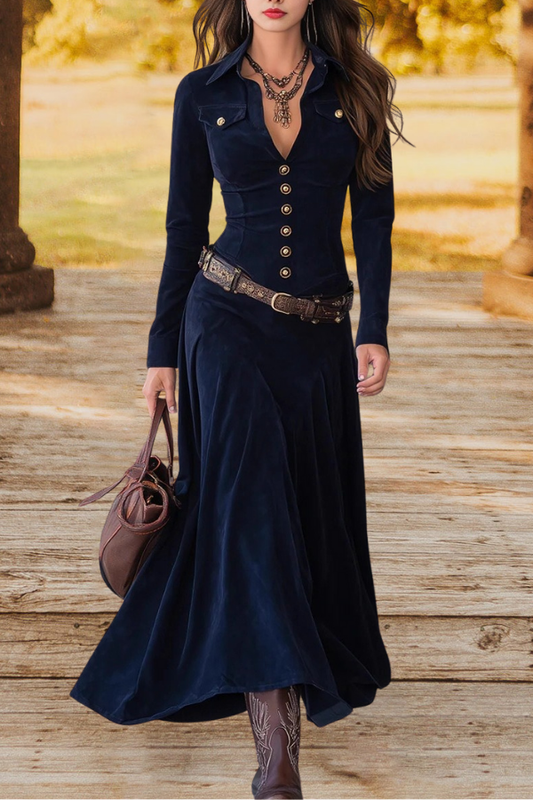 Western Long Sleeve Maxi Dress