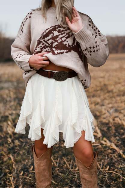 Double Layer Ruffled Lace Trim Skirt