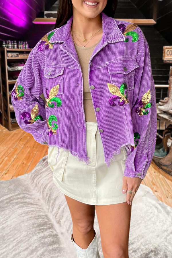 Corduroy Mardi Gras Sequin Jacket