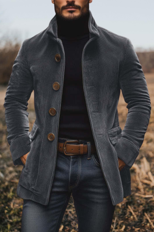 Stand Collar Corduroy Blazer Jacket