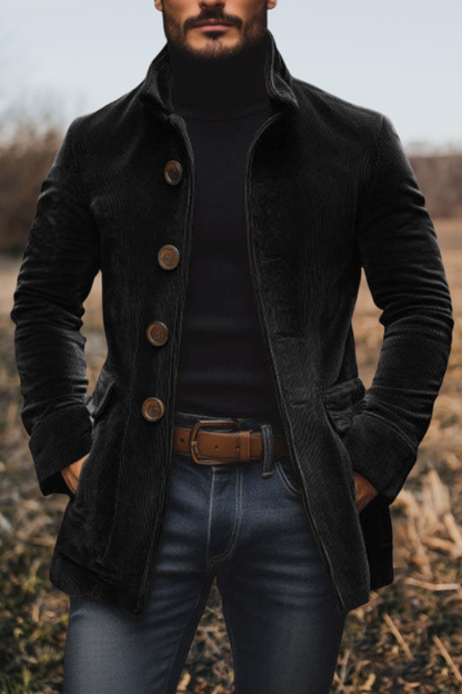 Stand Collar Corduroy Blazer Jacket