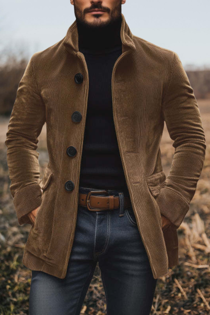 Stand Collar Corduroy Blazer Jacket