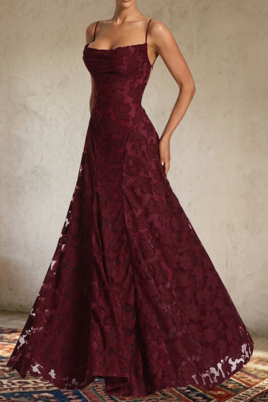 Jacquard Spaghetti Strap Maxi Dress