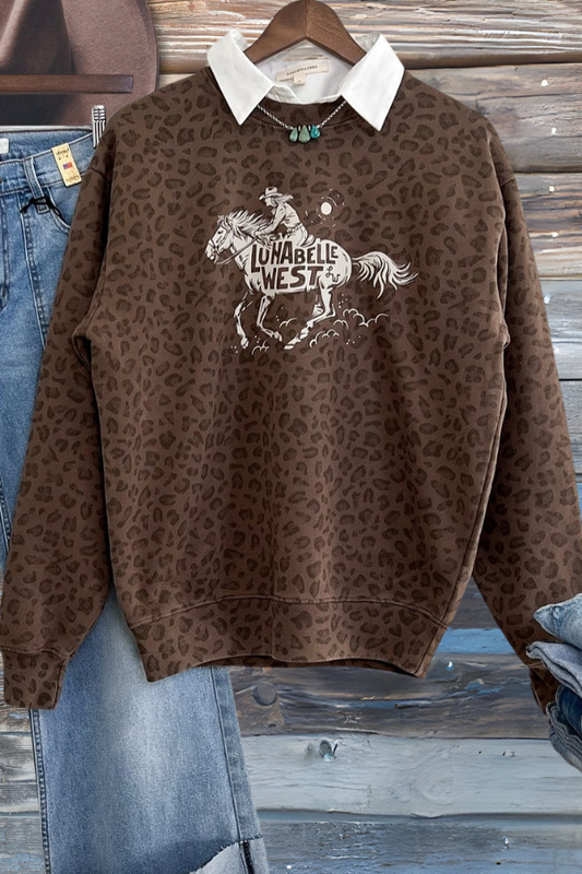 Leopard Western Cowboy Graphic Sweatshirt
