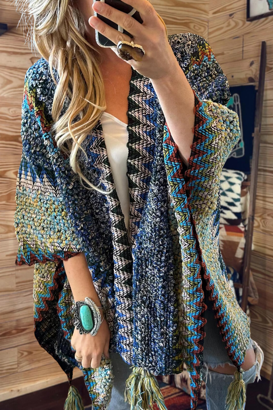 Bohemian Open Front Tassel Cardigan