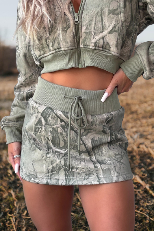 Camouflage Print Drawstring Mini Shorts