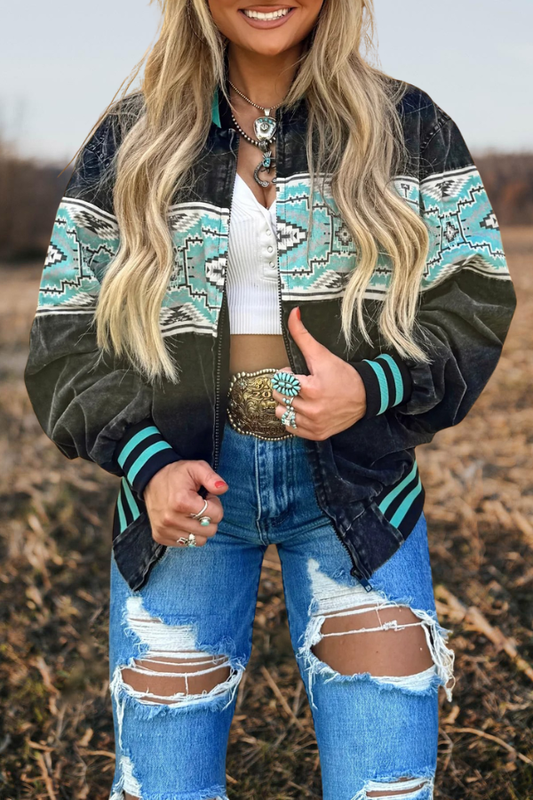 Ethnic Patterned Bomber Jackets