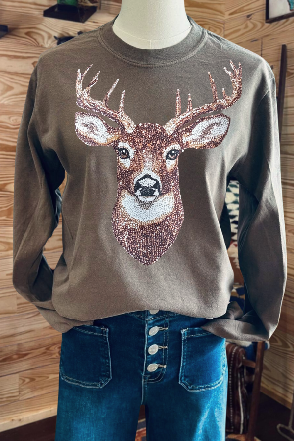Sequin Deer Patch Sweatshirt