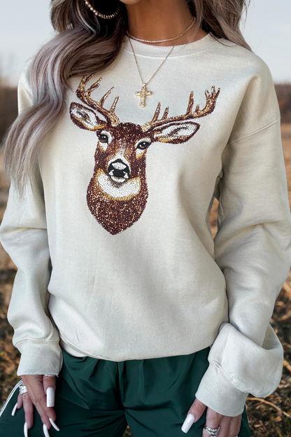 Sequin Deer Patch Sweatshirt