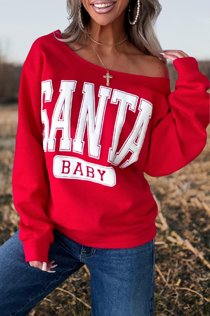 Santa Baby Off Shoulder Sweatshirt