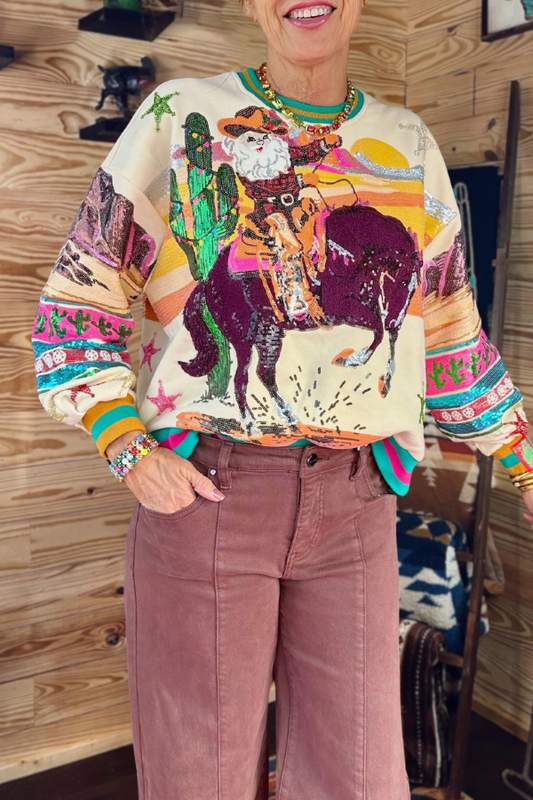 Western Cowboy Santa Christmas Sweatshirt