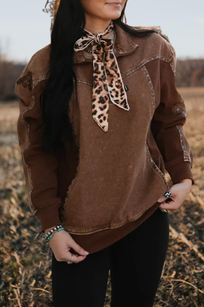 Western Zipper Rivet Sweatshirt