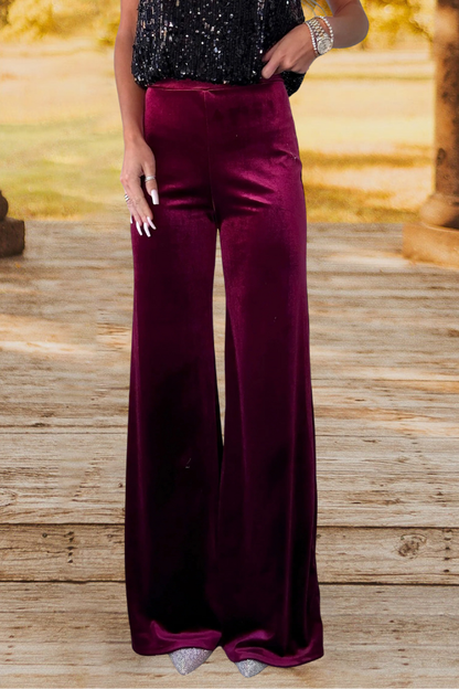 Velvet Wide Leg Pants