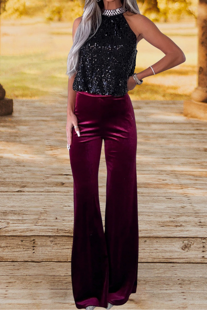 Velvet Wide Leg Pants
