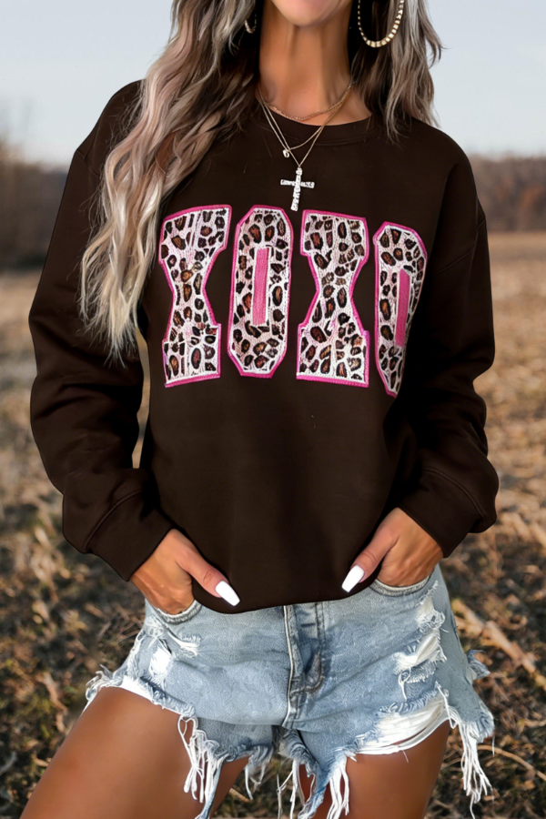 Black "XOXO" Leopard Print Sweatshirt