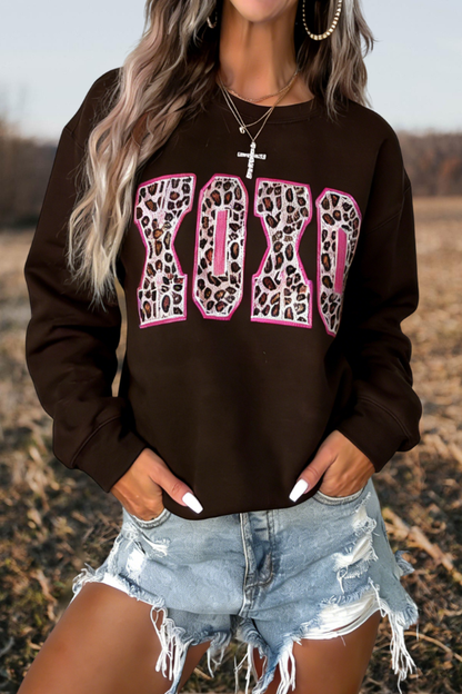 Black "XOXO" Leopard Print Sweatshirt