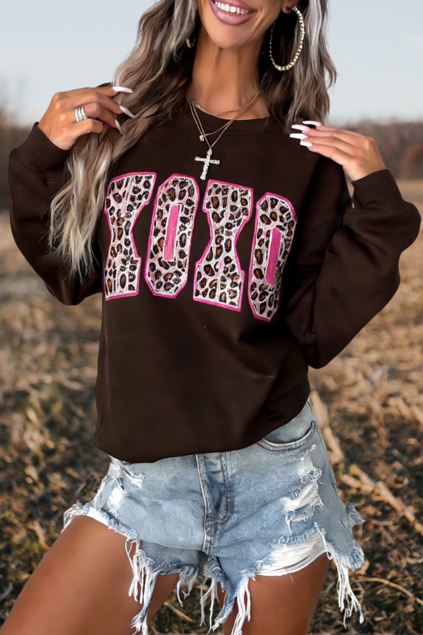 Black "XOXO" Leopard Print Sweatshirt