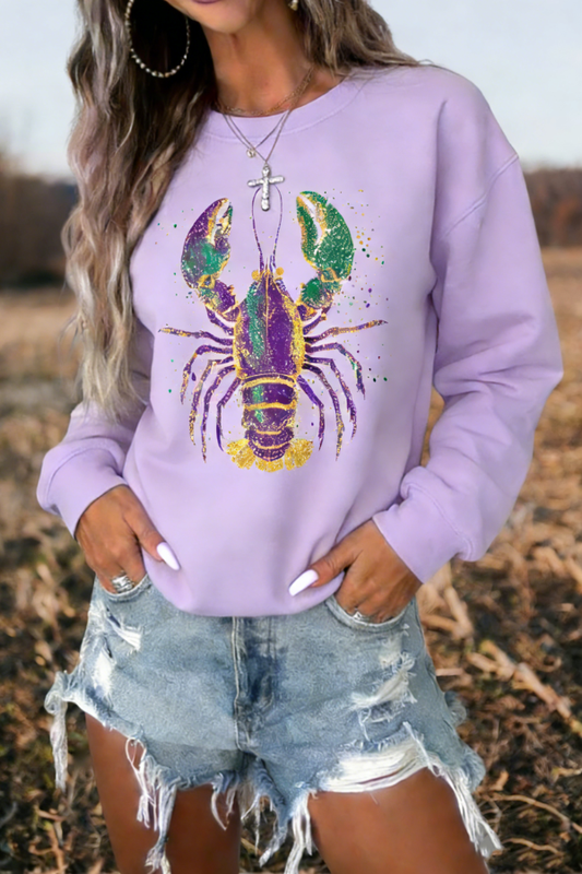 Mardi Gras Glitter Lobster Sweatshirt