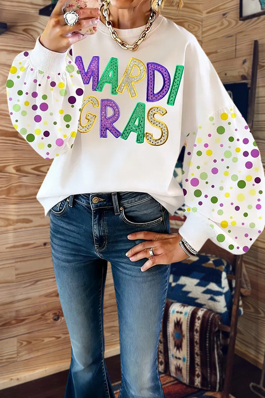 Mardi Gras Sequin Graphic Sweatshirt