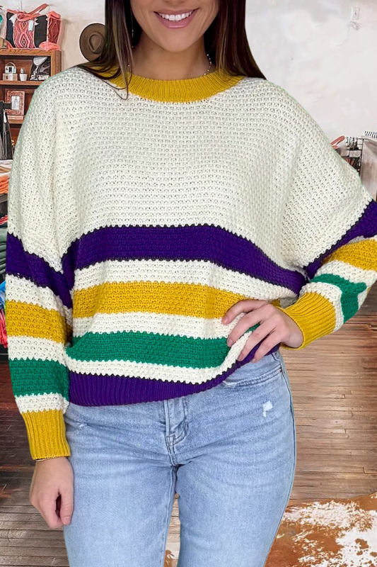 Mardi Gras Simple Striped Sweater