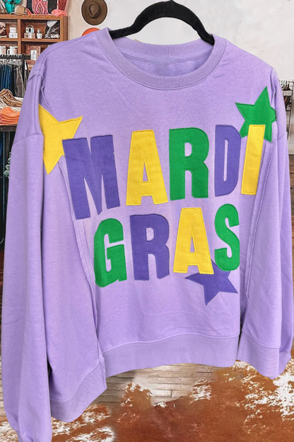 Mardi Gras Patchwork Sweatshirt