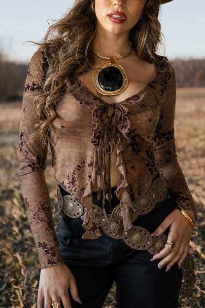 Western Wildflower Ruffle Top