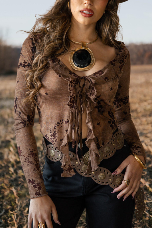 Western Wildflower Ruffle Top