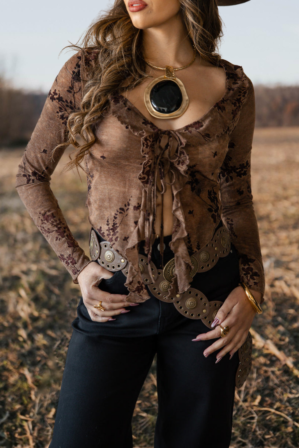 Western Wildflower Ruffle Top