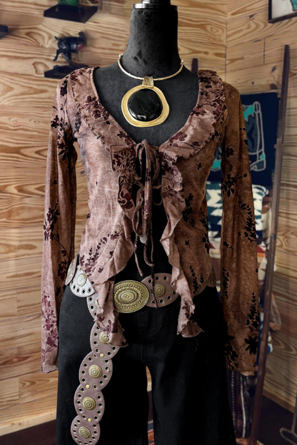 Western Wildflower Ruffle Top