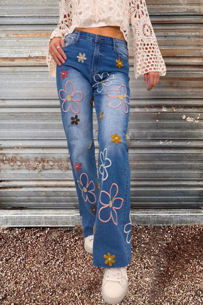 Classic Floral Embroidered Jeans