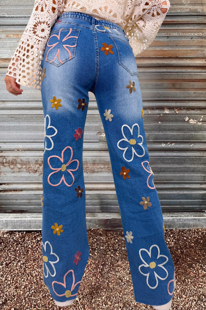 Classic Floral Embroidered Jeans