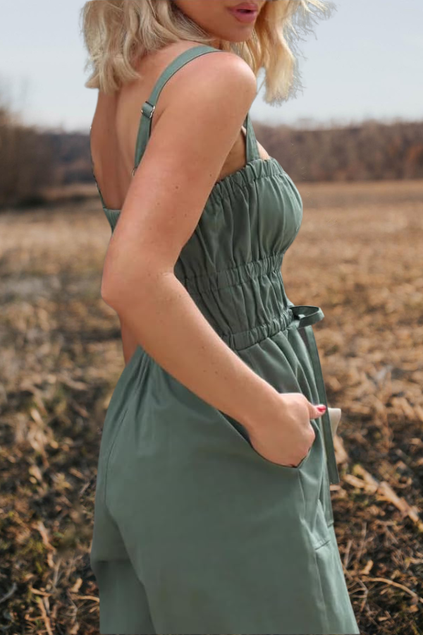 Cargo Overall Wide Leg  Jumpsuit